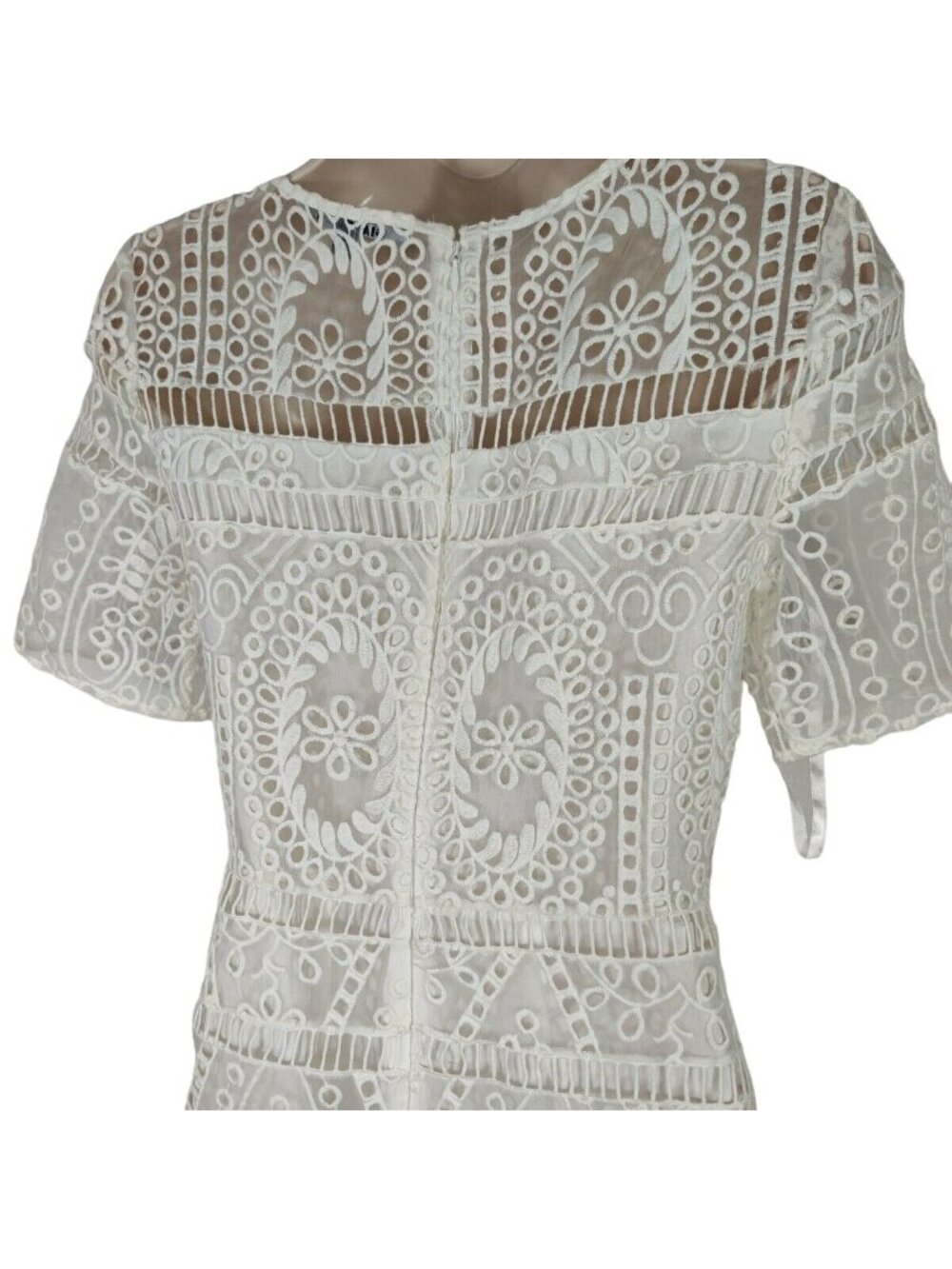 Gianni Bini Lily Sheath Dress Women Size 2 White Short Sleeve Boho Wedding NEW - Picture 5 of 9